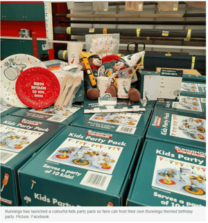 Bunnings Warehouse birthday party pack — branded retail merchandise by Novelli