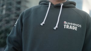 Bunnings Trade branded green hoodie - corporate gear designed by Novelli