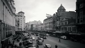Historical black and white image of Auckland city 