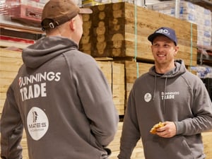 Two Bunnings Trade men in Bunnings Hoodies 